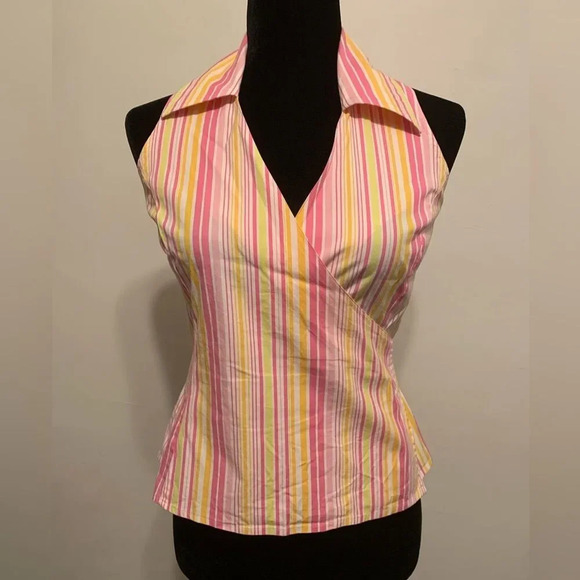 LILLY PULITZER Multicolor Striped Wrap Tie Back Sleeveless Top - Picture 1 of 8